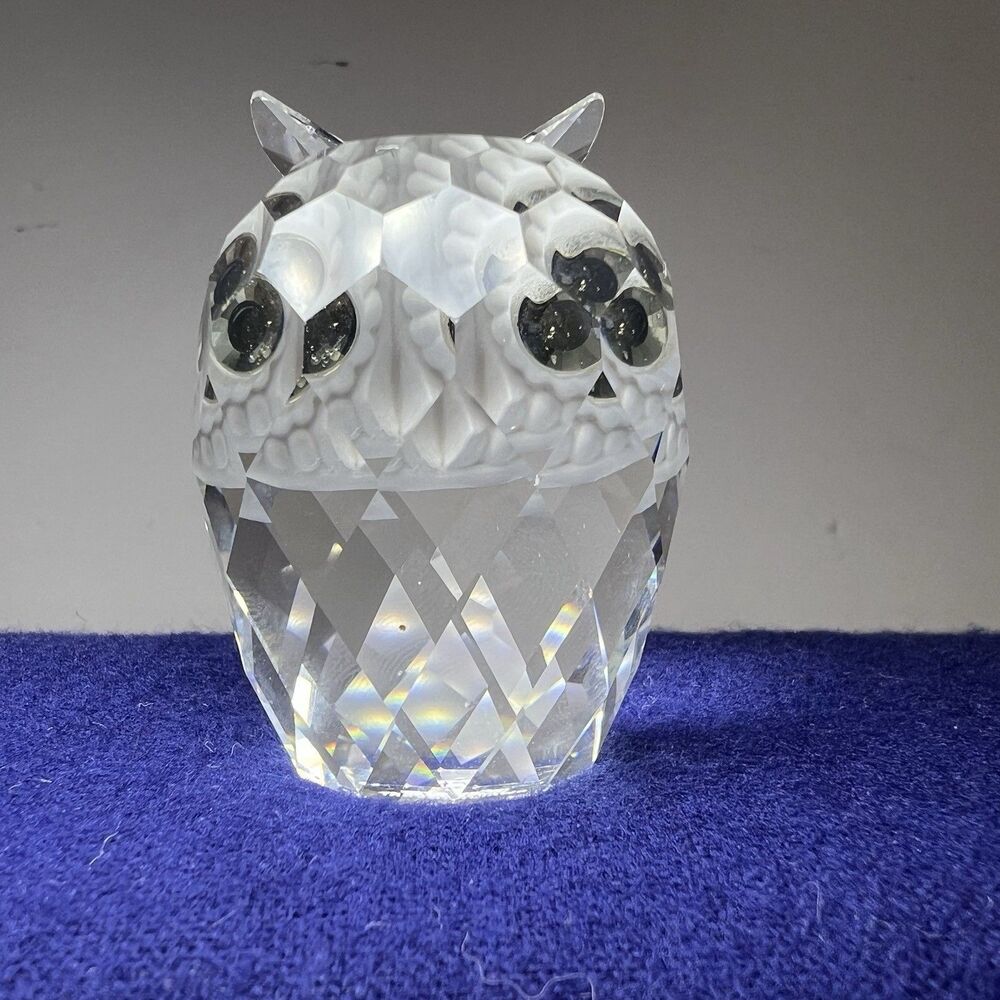 AUTHENTIC Swarovski OWL Crystal Figurine Paperweight Green/Yellow Eyes 2” - Picture 6 of 10